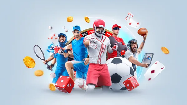 A man focused on his laptop with live stats in the background, highlighting the dedicated sports and gaming features of the DC44 mobile app.