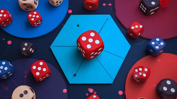 একজন পুরুষ তার ল্যাপটপে জয়ের মুহূর্ত উদযাপন করছেন, চারপাশে ভাসছে গেমিং আইকন—যা DC44 গেমসের উত্তেজনাকে প্রকাশ করে।